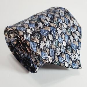Stonehenge Siver & Blue Basketweave Pattern Men's Silk Neck Tie 59x3.75"